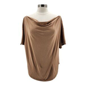 Nuuds Womens Medium Top Off The Shoulder T-Shirt Vintage Cotton Cinnamon